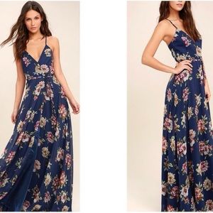 💙Always There for Me Navy Blue Floral Maxi Dress